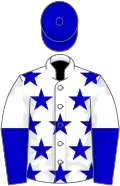 White, blue stars, halved sleeves, blue cap