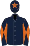 Dark blue, orange diabolo on sleeves, star on cap