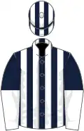Dark blue and white stripes, halved sleeves