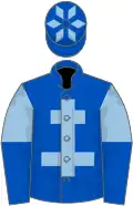 Royal blue, light blue cross of lorraine, halved sleeves and diamonds on cap