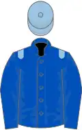 Royal blue, light blue epaulets and cap