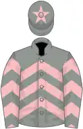 Grey and pink chevrons, pink star on cap