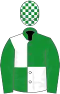 Green and white (quartered), green sleeves, checked cap