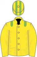 Yellow, light green epaulets, light green and yellow striped cap