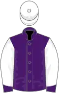 PURPLE, white sleeves, purple cuffs, white cap