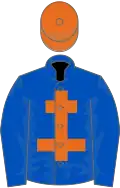 Royal blue, orange cross of lorraine, orange cap