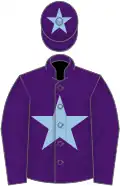 Purple,light blue star, star on cap