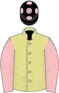 PRIMROSE, pink sleeves, black cap, pink spots