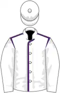 White, purple seams on body