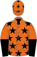 Orange, black stars, halved sleeves