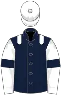Dark blue, white epaulets, white sleeves, dark blue armlets, white cap