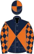 Dark Blue and Orange diabolo, diamonds on sleeves, quartered cap
