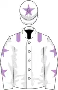White, mauve epaulets, white sleeves, mauve stars, white cap, mauve star
