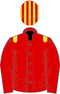 RED, yellow epaulettes, striped cap