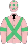 PINK, Emerald Green cross belts, Pink sleeves and Emerald Green armlet, Pink cap and Emerald Green spots