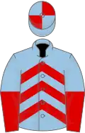 Light Blue, Red chevrons, halved sleeves, quartered cap
