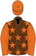 Brown, orange stars, sleeves and cap