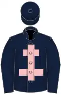 Dark blue, pink cross of lorraine