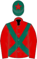 Red, dark green cross sashes, dark green cap, red star