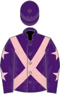 Purple, pink cross belts, purple sleeves, pink stars
