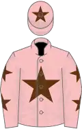 PINK, brown star, brown stars on sleeves, brown star on cap