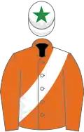 Orange, white sash, white cap, green star