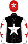 Black, white star, white sleeves, red stars, red cap, white star