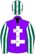Violet, White Cross of Lorraine, Dark Green and White striped sleeves and cap