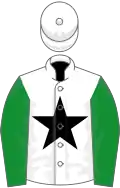 White, black star, green sleeves, white cap