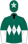 Dark green, white triple diamond, halved sleeves and star on cap