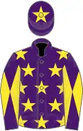 Purple, Yellow stars, diabolo on sleeves and star on cap