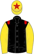 Black, red epaulets, yellow sleeves, yellow cap, red star