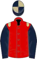 Red, beige epaulets, dark blue sleeves, dark blue and beige quartered cap