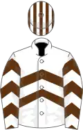 White, brown chevrons, striped cap