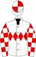 White, red triple diamond, check sleeves, quartered cap