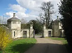 Oxford Lodges to Basildon Park with gates, gatepiers and flanking walls