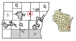 Location of Newburg in Ozaukee/Washington County, Wisconsin.