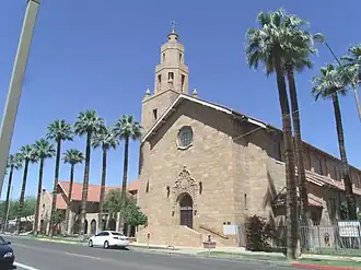 The First Presbyterian Church was built in 1892 and is located at 402 W. Monroe St. The property is listed in the National Register of Historic Places.