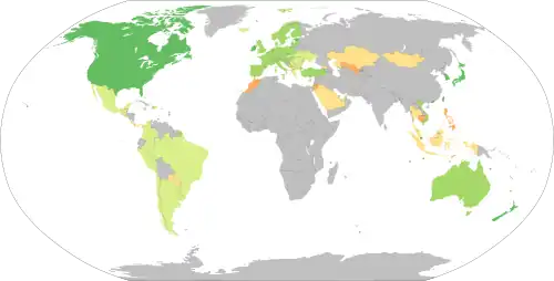 Coloured world map with PISA PISA average Reading scores (2022)