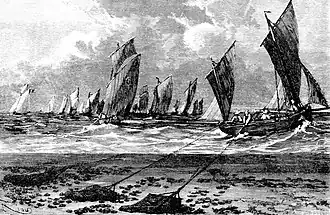 Vessels dredging for oysters, c. 1875