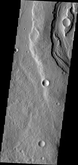 Padus Vallis, as seen by THEMIS. Padus Vallis is in the Memnonia quadrangle.