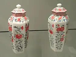 Pair of Hexagonal Vases in Kakiemon style, c. 1752–1755, Gardiner Museum, Toronto