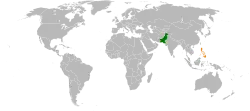 Map indicating locations of Pakistan and Philippines
