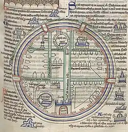 A 12th century diagram of Jerusalem in a round shape