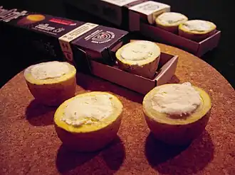 Petit four salé made of potato and cheese