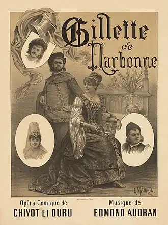 Image 35Gillette de Narbonne poster, by Paul Maurou (restored by Adam Cuerden) (from Wikipedia:Featured pictures/Culture, entertainment, and lifestyle/Theatre)