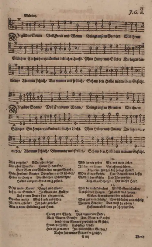 First edition, p.&nbsp;71, tenor and bass parts, stanzas 1 to 7