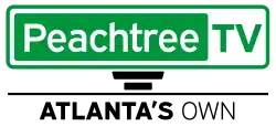 This is the 2023 modification of the Peachtree TV logo, but with a different signpost, and the slogan "Atlanta's Own".