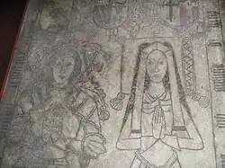 William Wynnesbury and his wife, from their memorial, now in the floor of the priest's vestry, part of the south chancel aisle, St. Michael and All Angels, Penkridge.