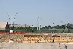 Construction of the Pentagon Memorial in September 2007
